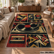 Vinyl Turntable Street Music area rug in rust, navy and cream, view 7