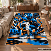 Breakdance Street Art area rug in electric blue, orange and black, view 7