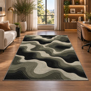 Abstract Wavy Area Rug, Black Beige Flowing Lines Rug, Modern Organic Living Room Decor - Image 7