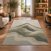 Abstract Mountain Wave Area Rug, Sage Green Layered Landscape Rug, Modern Neutral Decor - Image 7