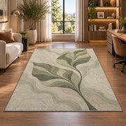 Botanical Branch Area Rug, Sage Green Leaf Pattern Rug, Elegant Neutral Living Room Decor - Image 7