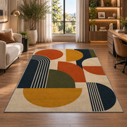 Mid Century Abstract Area Rug, Orange Mustard Geometric Shapes Rug, Modern Retro Decor - Image 7