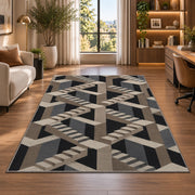 Impossible Staircase Area Rug, Gray Beige Geometric Illusion Rug, Modern Statement Decor - Image 7