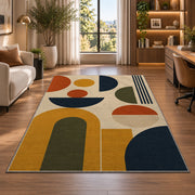 Mid Century Geometric Area Rug, Mustard Rust Arch Shapes Rug, Retro Modern Room Decor - Image 7