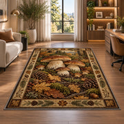 Porcini mushrooms in an autumn forest rug in a bright home office