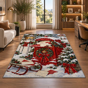 Letters to Santa Mailbox rug in a living room with a desk and large windows