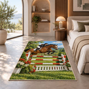 Show Jumping Horse Rug in a bedroom with an arched window