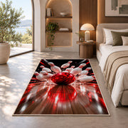 Bowling Strike Rug in a bedroom with an arched window