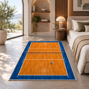 Volleyball Court Top View Rug in a bedroom with an arched window