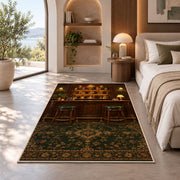Classic Bar Room Rug in a bedroom with an arched window