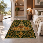 Crystal Decanter Rug in a bedroom with an arched window