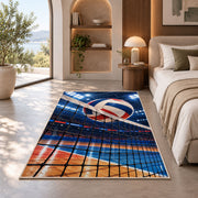 Volleyball Hitting Net Rug in a bedroom with an arched window