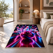 Neon Bowling Rug in a bedroom with an arched window