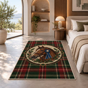 Tartan Horse Medallion Rug in a bedroom with an arched window