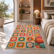 Granny Square Rug in a bedroom with an arched window