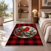 Cardinal Buffalo Check Rug in a bedroom with an arched window