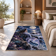 Mermaid Under the Moon Rug in a bedroom with an arched window