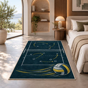 Volleyball Chalkboard Play Rug in a bedroom with an arched window