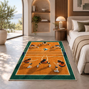 Volleyball Team on Court Rug in a bedroom with an arched window
