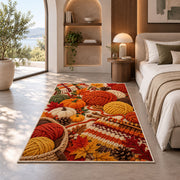 Autumn Yarn Rug in a bedroom with an arched window