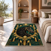 Art Deco Horse Rug in a bedroom with an arched window
