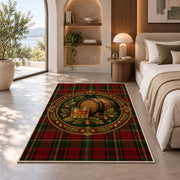 Tartan Whiskey Rug in a bedroom with an arched window