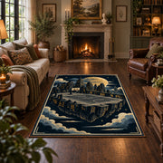 Mountain Canyon Basketball Court Rug displayed in a living room