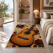 classical guitar sheet music rug in a bedroom with an arched window