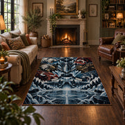 Frozen Mountain Hockey Goal Rug displayed in a living room