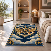 Pilot Wings Rug in a bedroom with an arched window