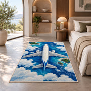 Airplane Top View Rug in a bedroom with an arched window