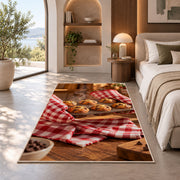 Fresh muffin tray rug in a bedroom with an arched window