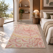 Pink tutu on hanger rug in a bedroom with an arched window
