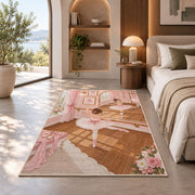 Ballet studio rug in a bedroom with an arched window