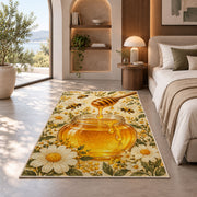 Honey Jar and Dipper Rug in a bedroom with an arched window