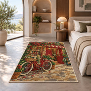 Bicycle at the Bookshop rug in a bedroom with an arched window
