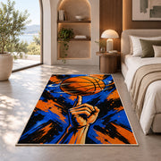 Spinning Ball on Finger rug in a bedroom with an arched window