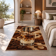 Vietnamese Iced Coffee rug in a bedroom with an arched window