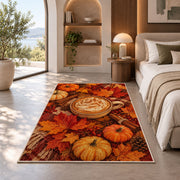 Pumpkin Spice Latte rug in a bedroom with an arched window