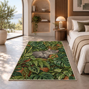 Gray Cat Houseplants rug in a bedroom with an arched window