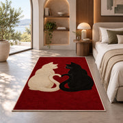 Cats with Heart Tails rug in a bedroom with an arched window