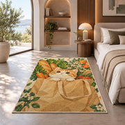 Cat in Grocery Bag rug in a bedroom with an arched window