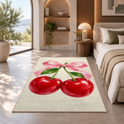 Cherry Bow Rug in a bedroom with an arched window