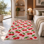 Cherry Pattern Rug in a bedroom with an arched window