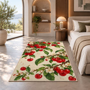 Cherry Branch Rug in a bedroom with an arched window