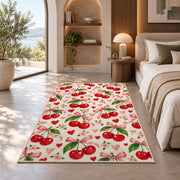 Cherry Heart Rug in a bedroom with an arched window