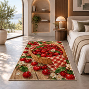 Cherry Basket Rug in a bedroom with an arched window