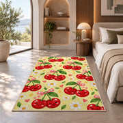 Kawaii Cherry Rug in a bedroom with an arched window