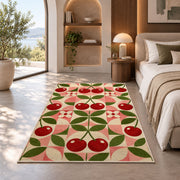 Geometric Cherry Rug in a bedroom with an arched window