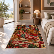Christmas Dachshund Rug in a bedroom with an arched window